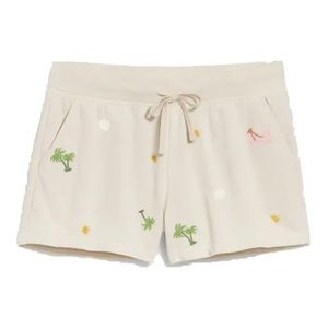 Old Navy Large beige fleece shorts with embroidered palm trees